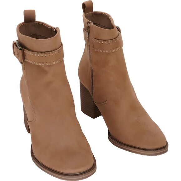 Zodiac Women's Faux Suede Buckle Ankle Boot - Latte Block Heel 7.5M - Picture 1 of 6